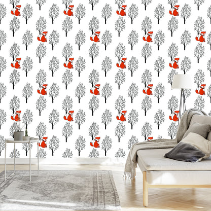 Wallpaper Foxes Among The Trees