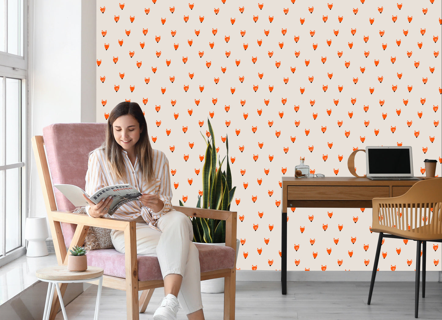 Wallpaper Drawn Foxes