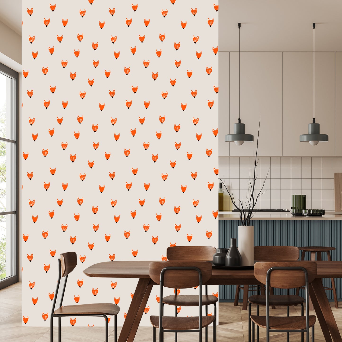 Wallpaper Drawn Foxes