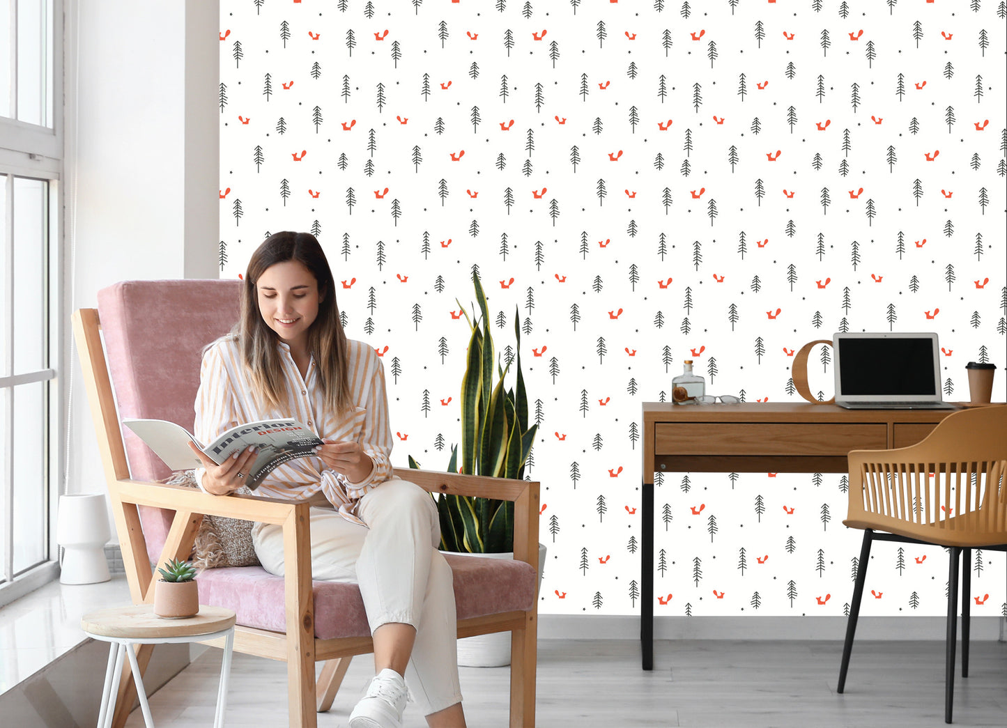 Wallpaper Minimalistic Foxes