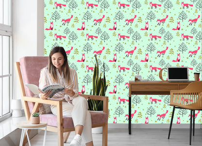 Wallpaper Drawn Foxes In The Forest