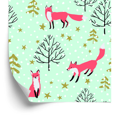 Wallpaper Drawn Foxes In The Forest