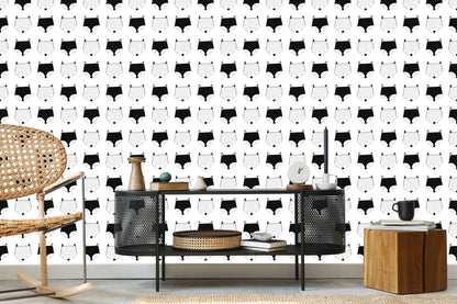 Wallpaper Black And White Foxes
