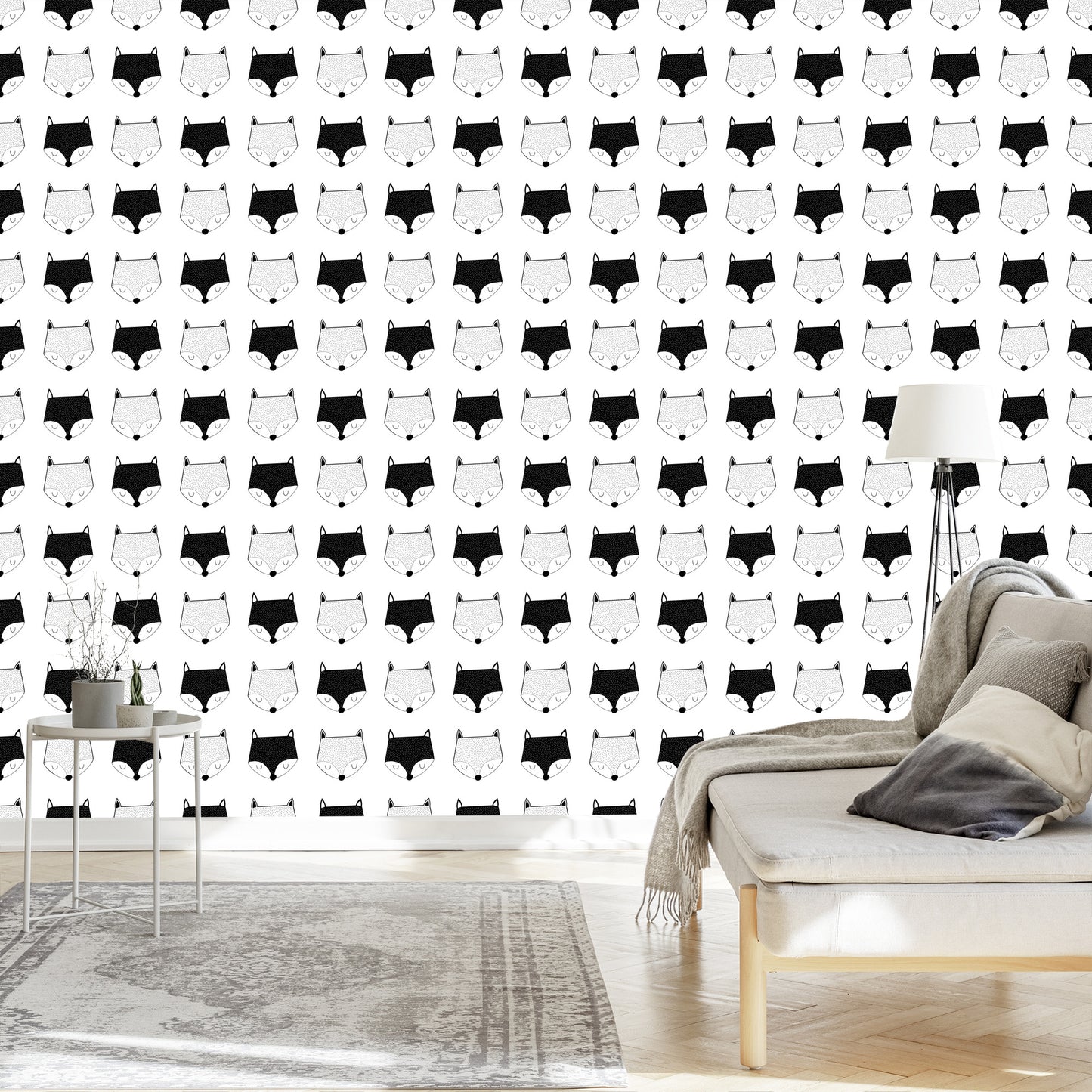 Wallpaper Black And White Foxes