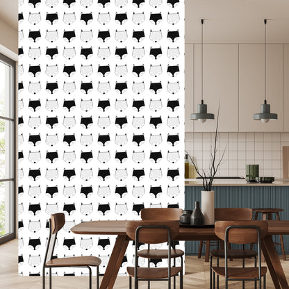 Wallpaper Black And White Foxes