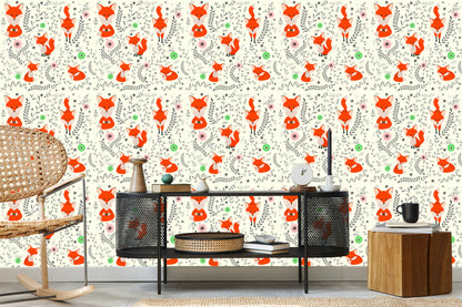 Wallpaper Adorable Foxes With Plants