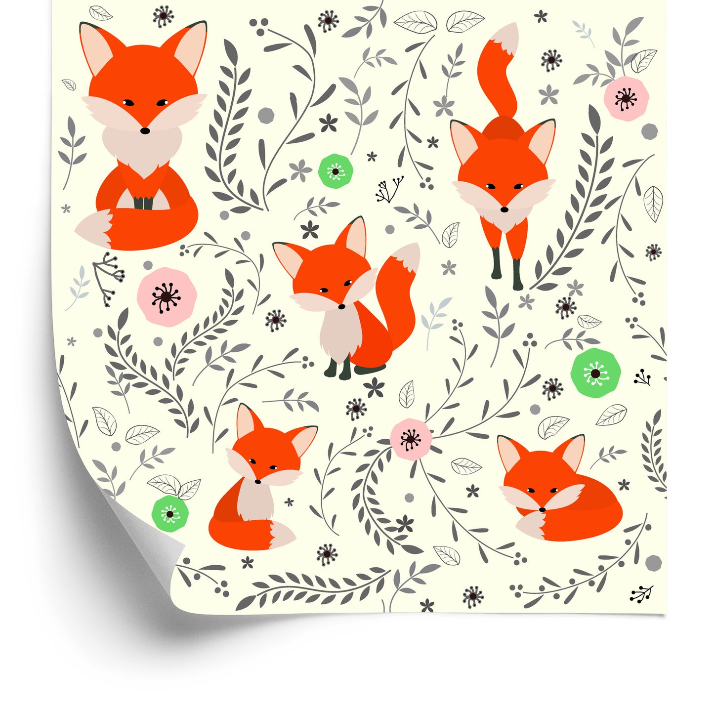 Wallpaper Adorable Foxes With Plants