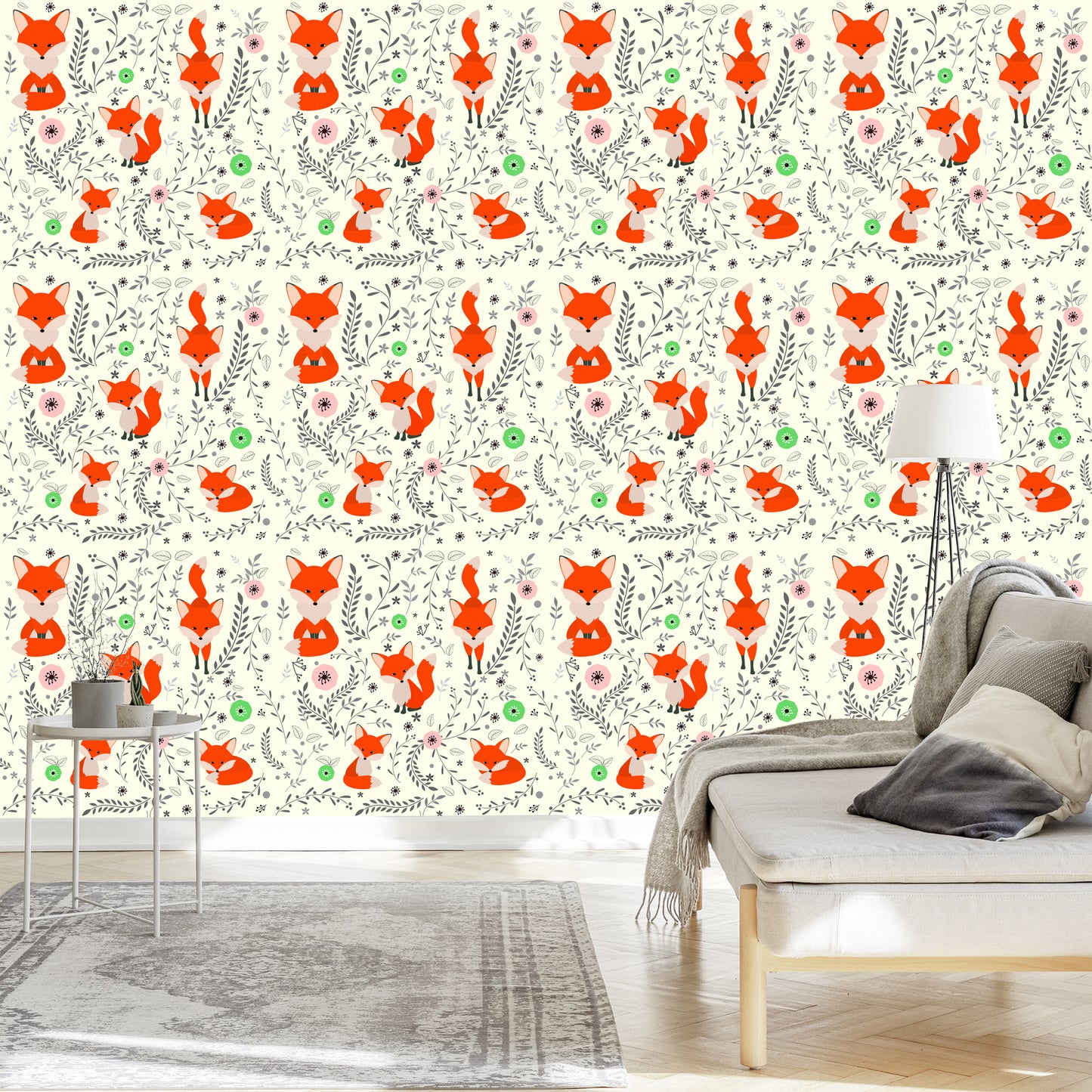 Wallpaper Adorable Foxes With Plants