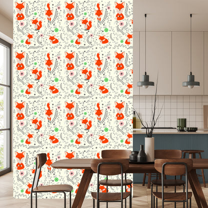 Wallpaper Adorable Foxes With Plants