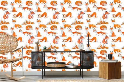 Wallpaper Foxes Painted With Watercolor