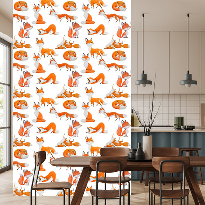 Wallpaper Foxes Painted With Watercolor
