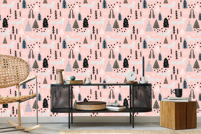 Wallpaper Minimalist Foxes In The Forest