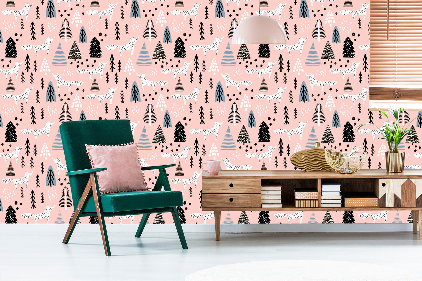 Wallpaper Minimalist Foxes In The Forest