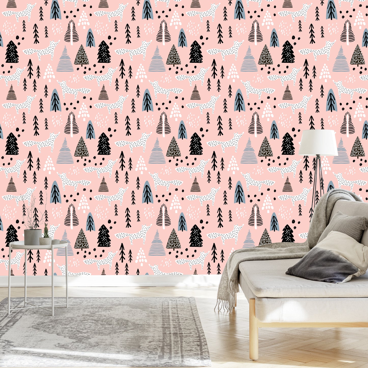 Wallpaper Minimalist Foxes In The Forest