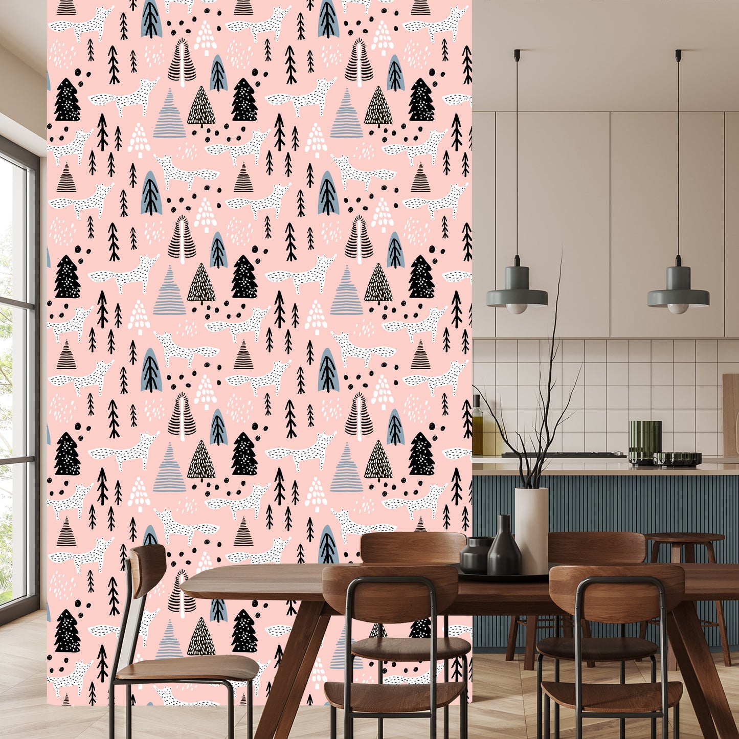 Wallpaper Minimalist Foxes In The Forest