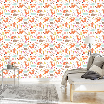 Wallpaper Adorable Foxes In The Forest
