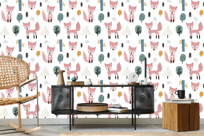 Wallpaper Pink Foxes In The Forest