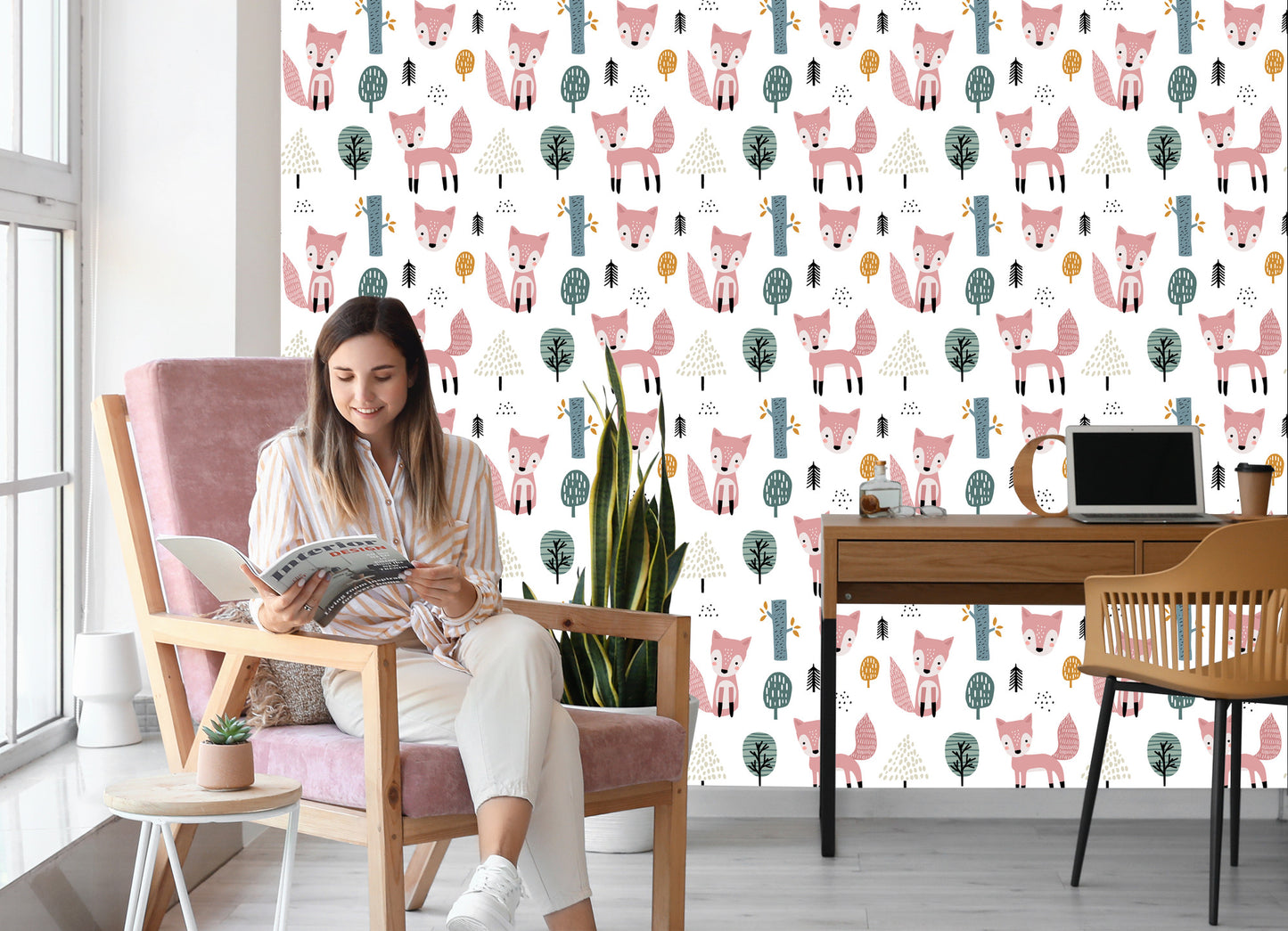 Wallpaper Pink Foxes In The Forest