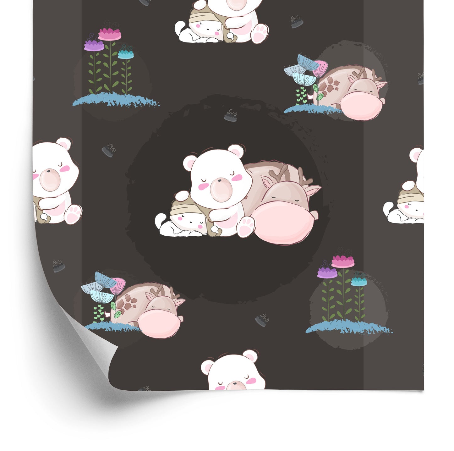 Wallpaper Sleeping Teddy Bears And Fawns