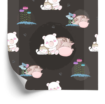 Wallpaper Sleeping Teddy Bears And Fawns