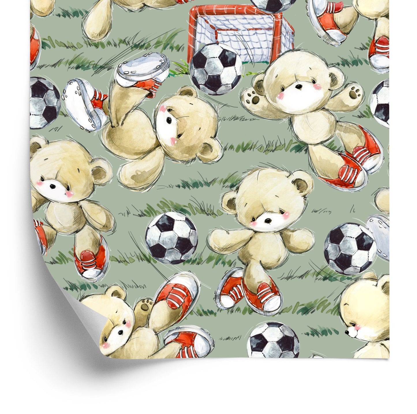 Wallpaper For Children - Adorable Teddy Bears - Footballers