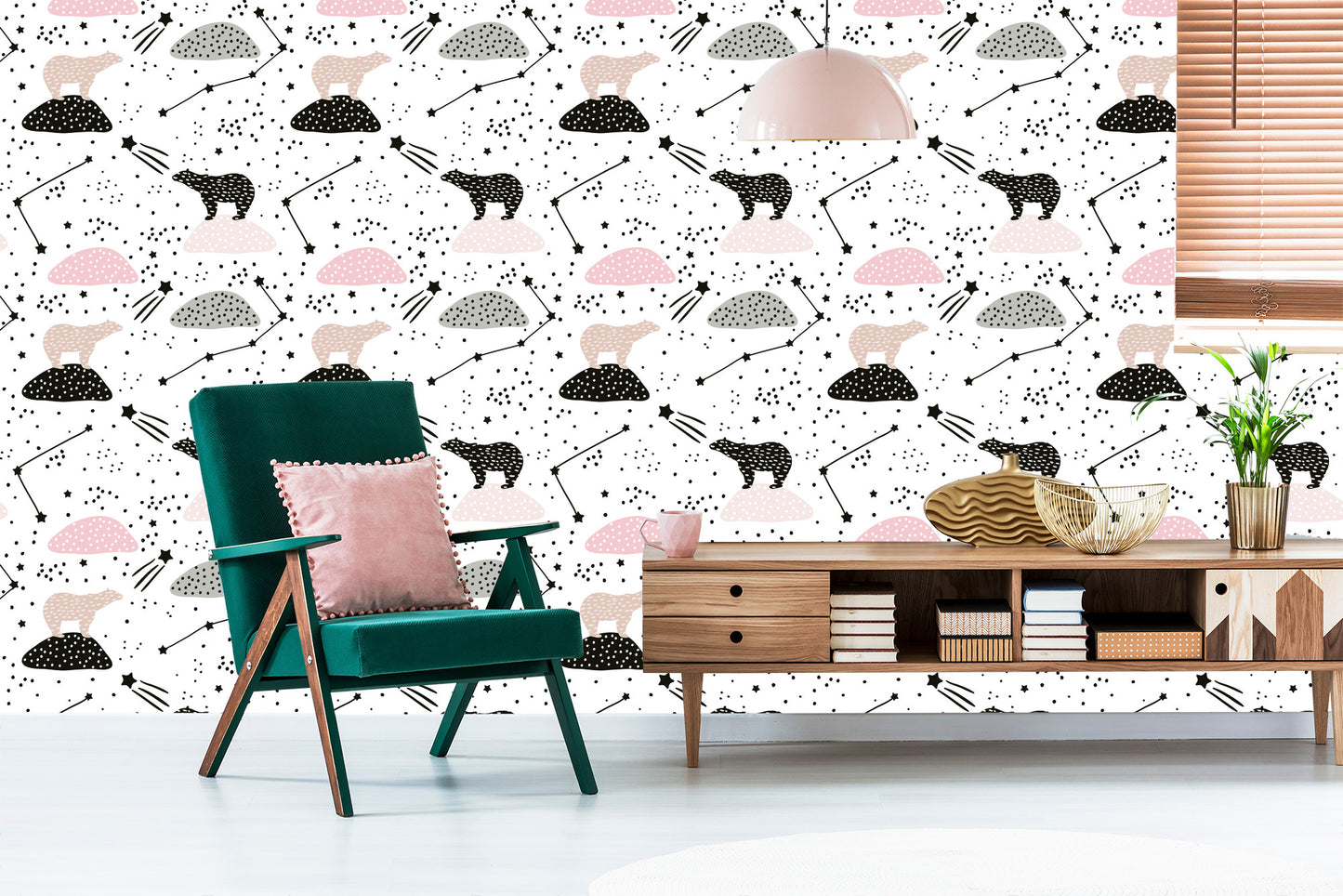 Wallpaper For Children - Bears And Stars