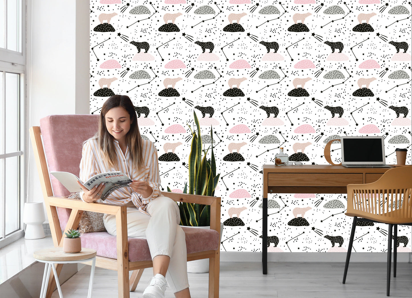 Wallpaper For Children - Bears And Stars
