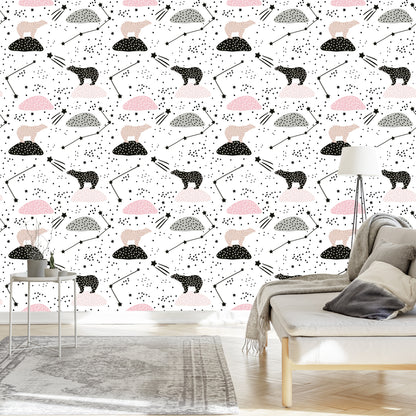 Wallpaper For Children - Bears And Stars
