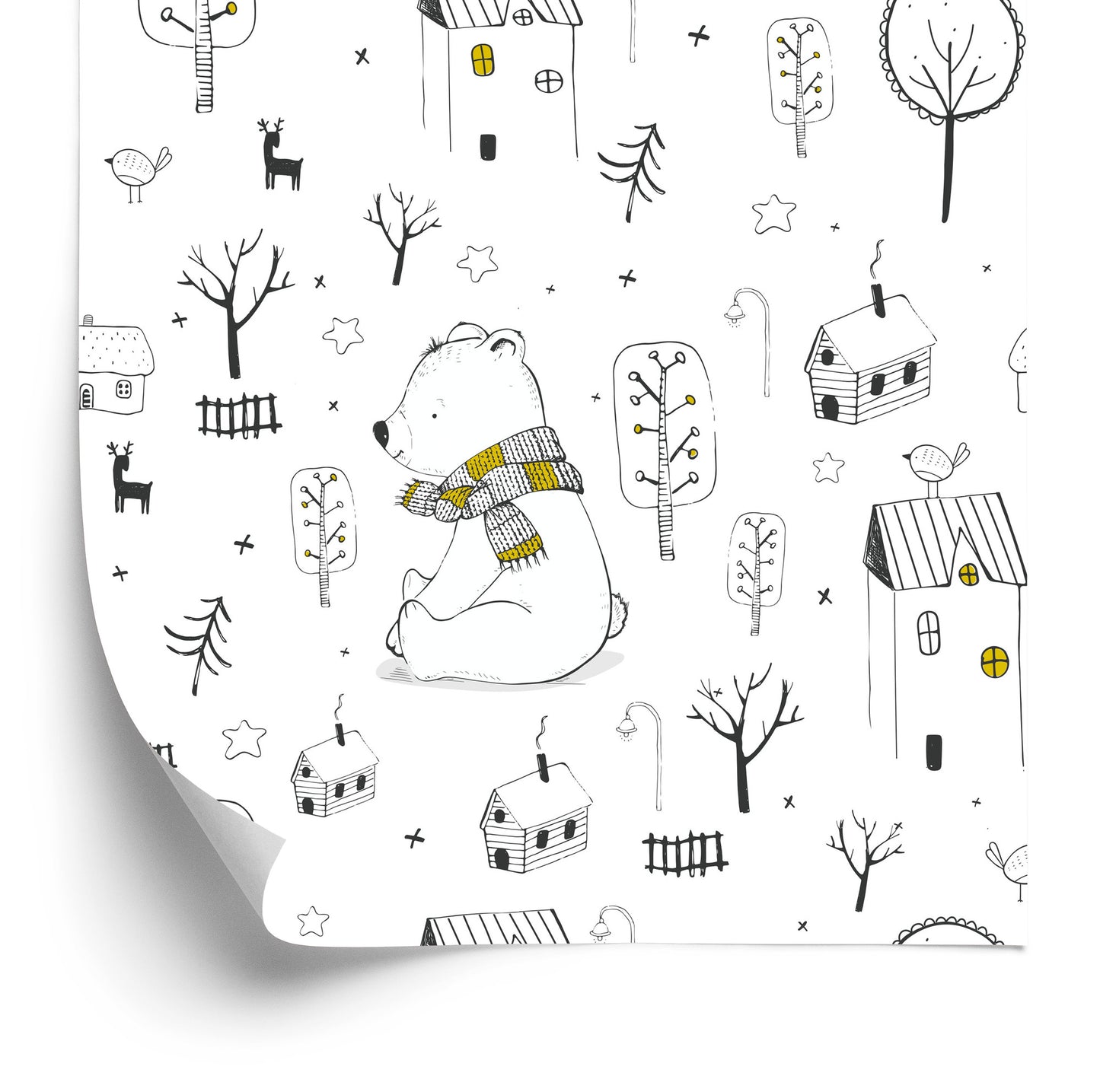 Wallpaper For Children - Animals, Tree And Stars