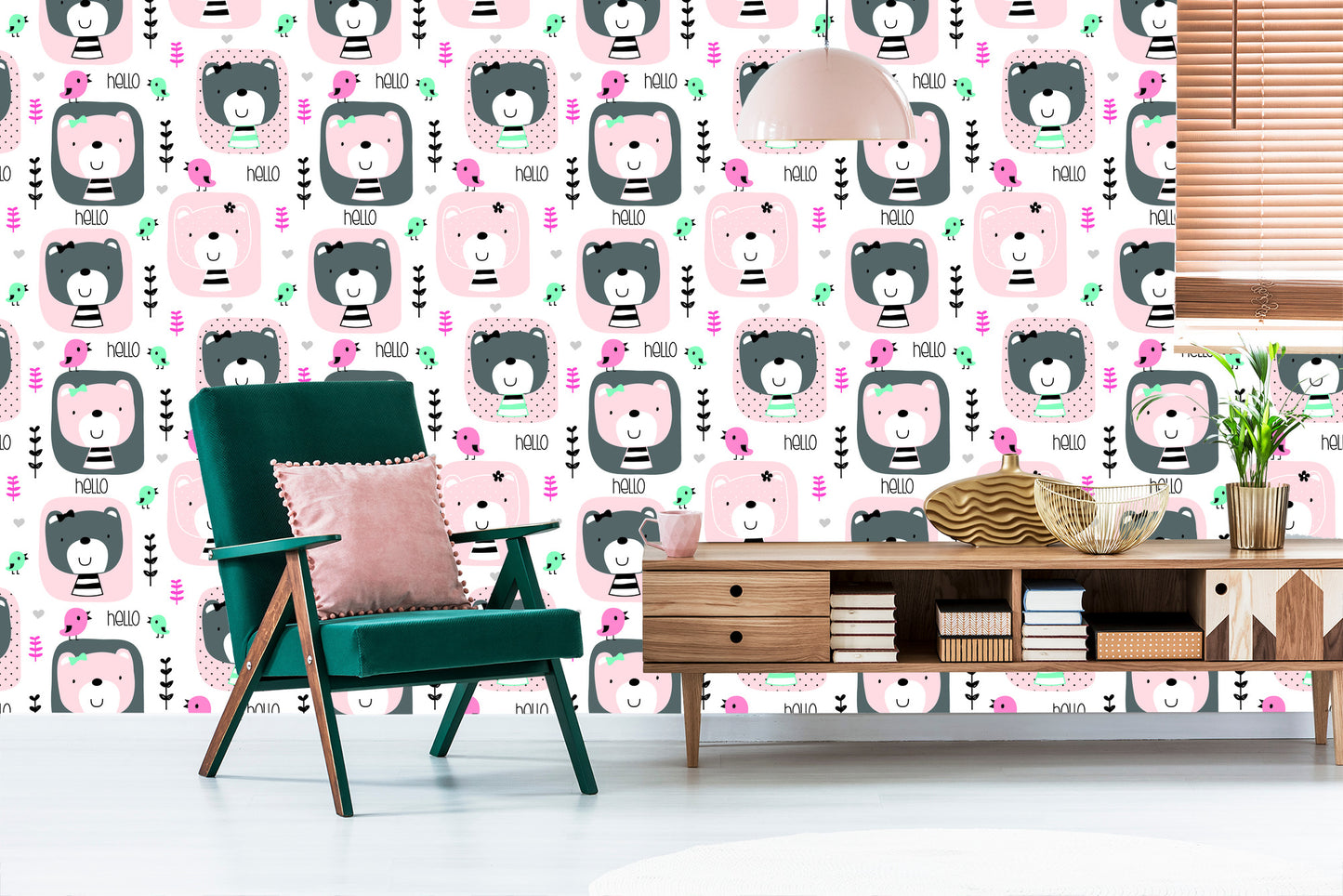 Wallpaper Plants Birds Teddy Bears
