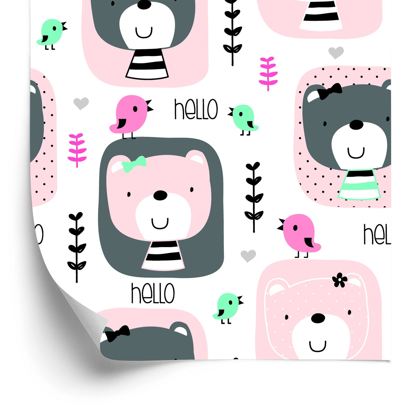 Wallpaper Plants Birds Teddy Bears