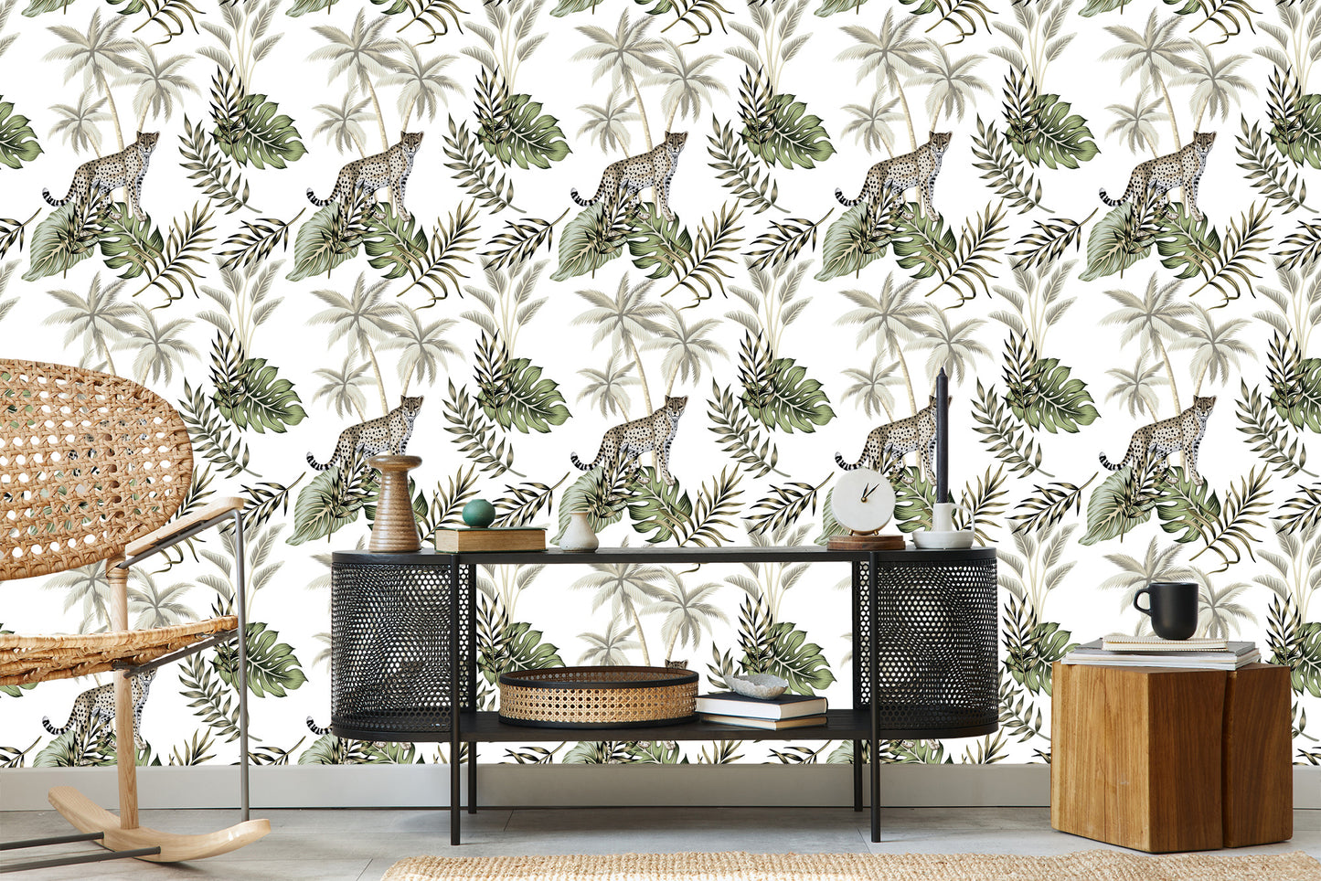 Wallpaper Wild Cats And Leaves