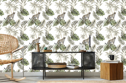 Wallpaper Wild Cats And Leaves