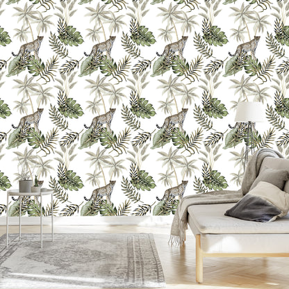 Wallpaper Wild Cats And Leaves