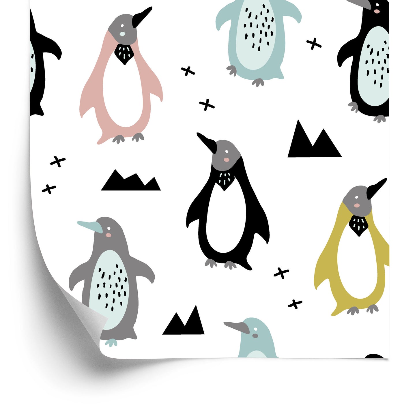 Wallpaper For Children - Colorful Scandinavian Penguins