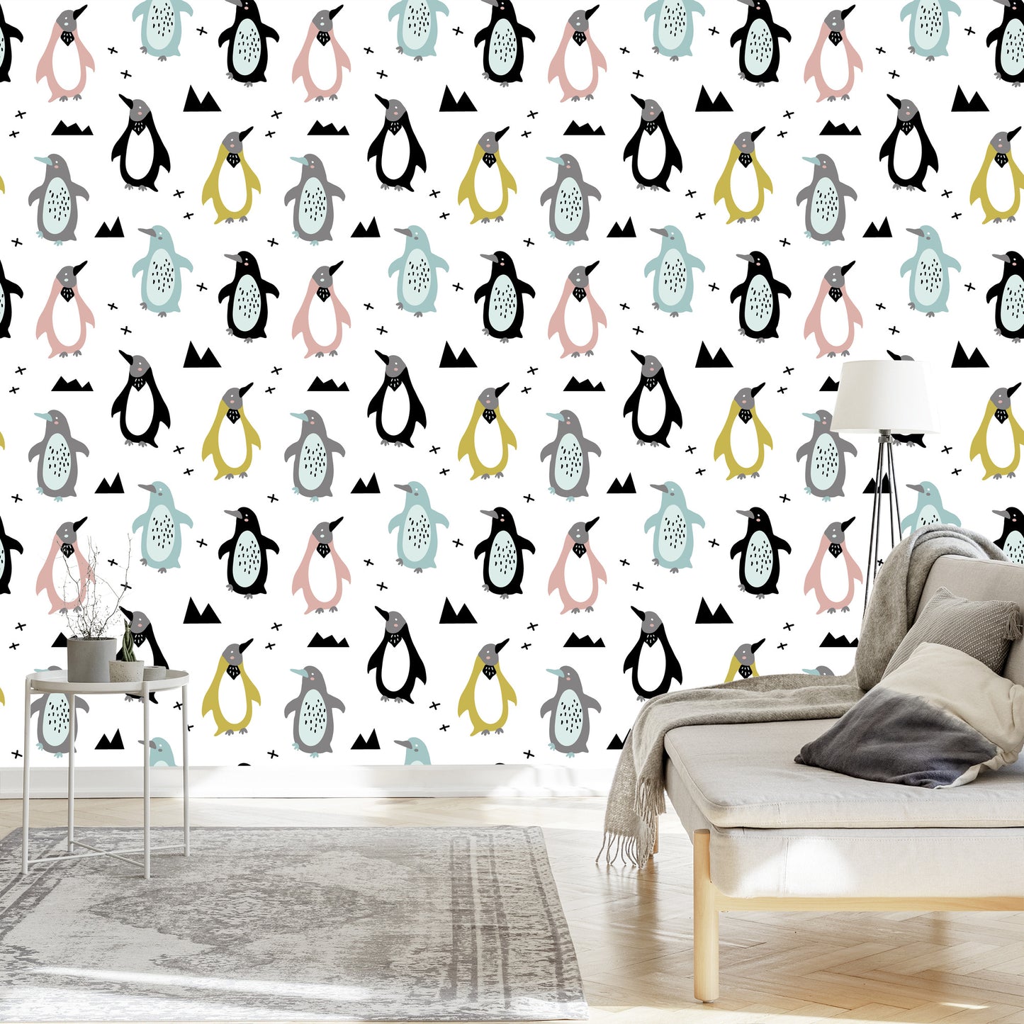Wallpaper For Children - Colorful Scandinavian Penguins