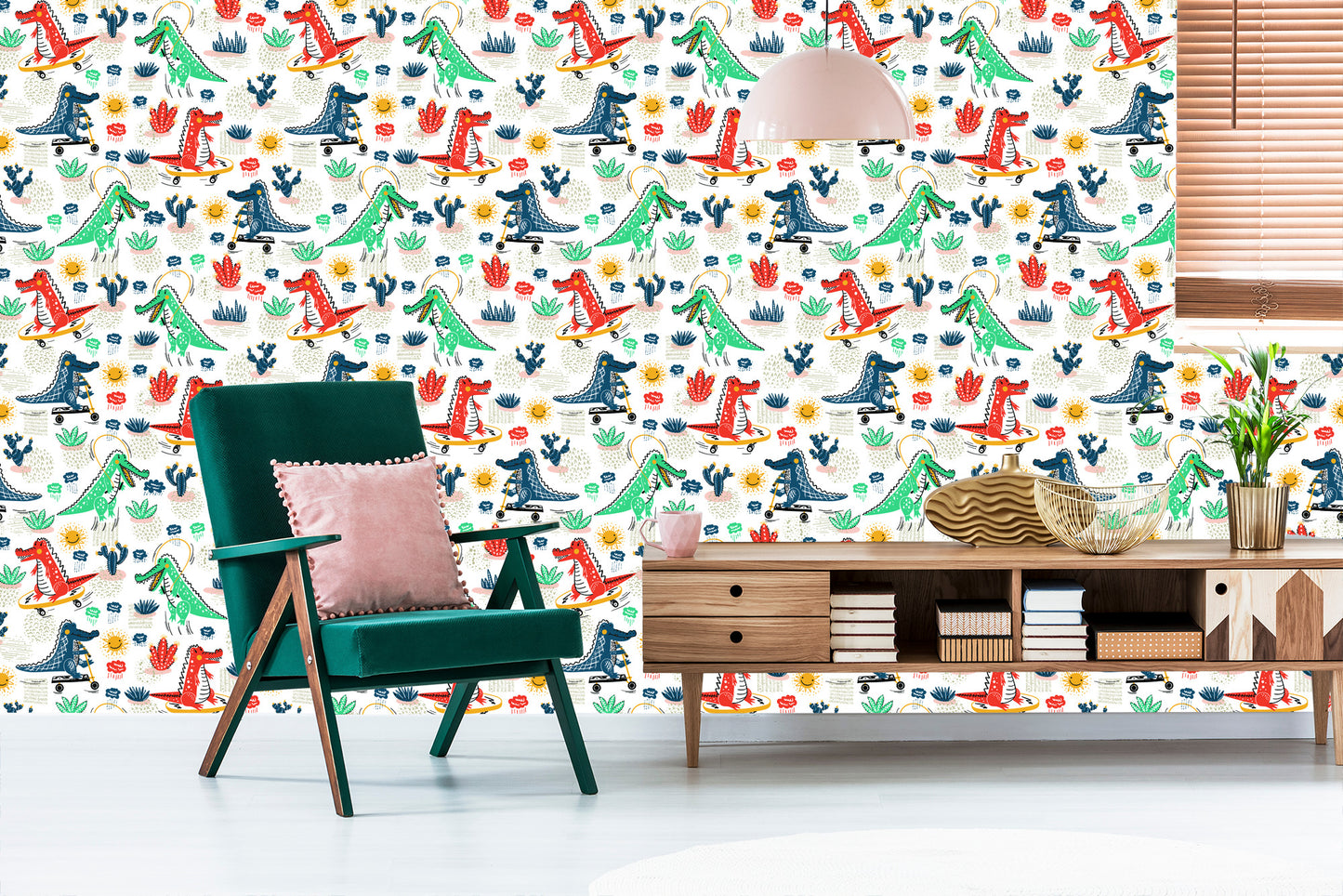 Wallpaper For Kids Crocodiles Flowers Skateboards