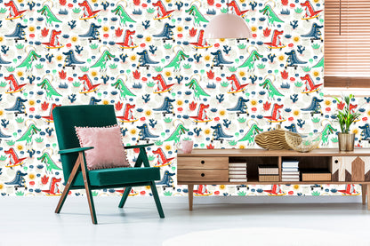 Wallpaper For Kids Crocodiles Flowers Skateboards
