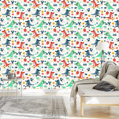 Wallpaper For Kids Crocodiles Flowers Skateboards