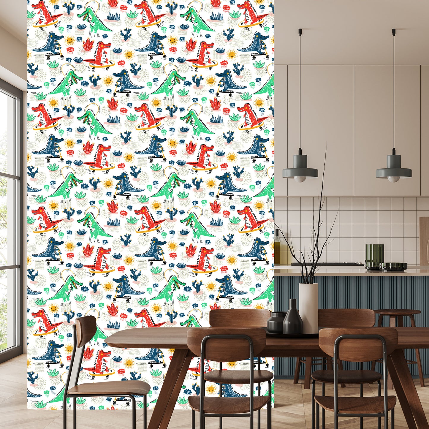 Wallpaper For Kids Crocodiles Flowers Skateboards