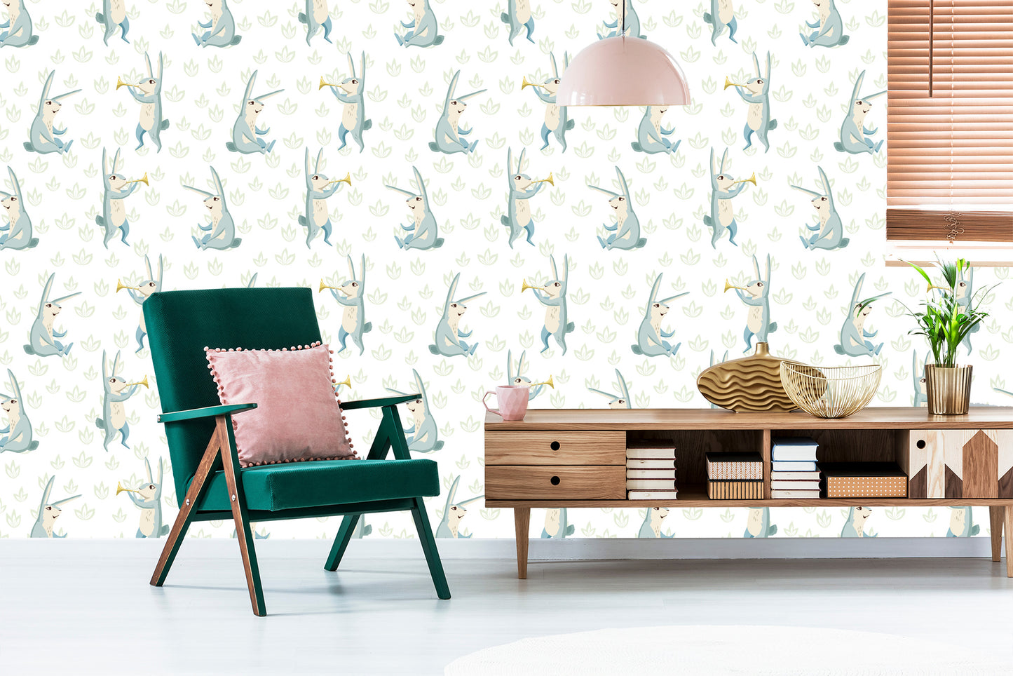 Wallpaper For Children - Joyful Musical Rabbits