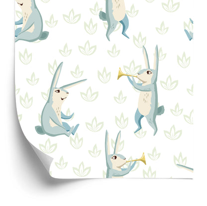 Wallpaper For Children - Joyful Musical Rabbits