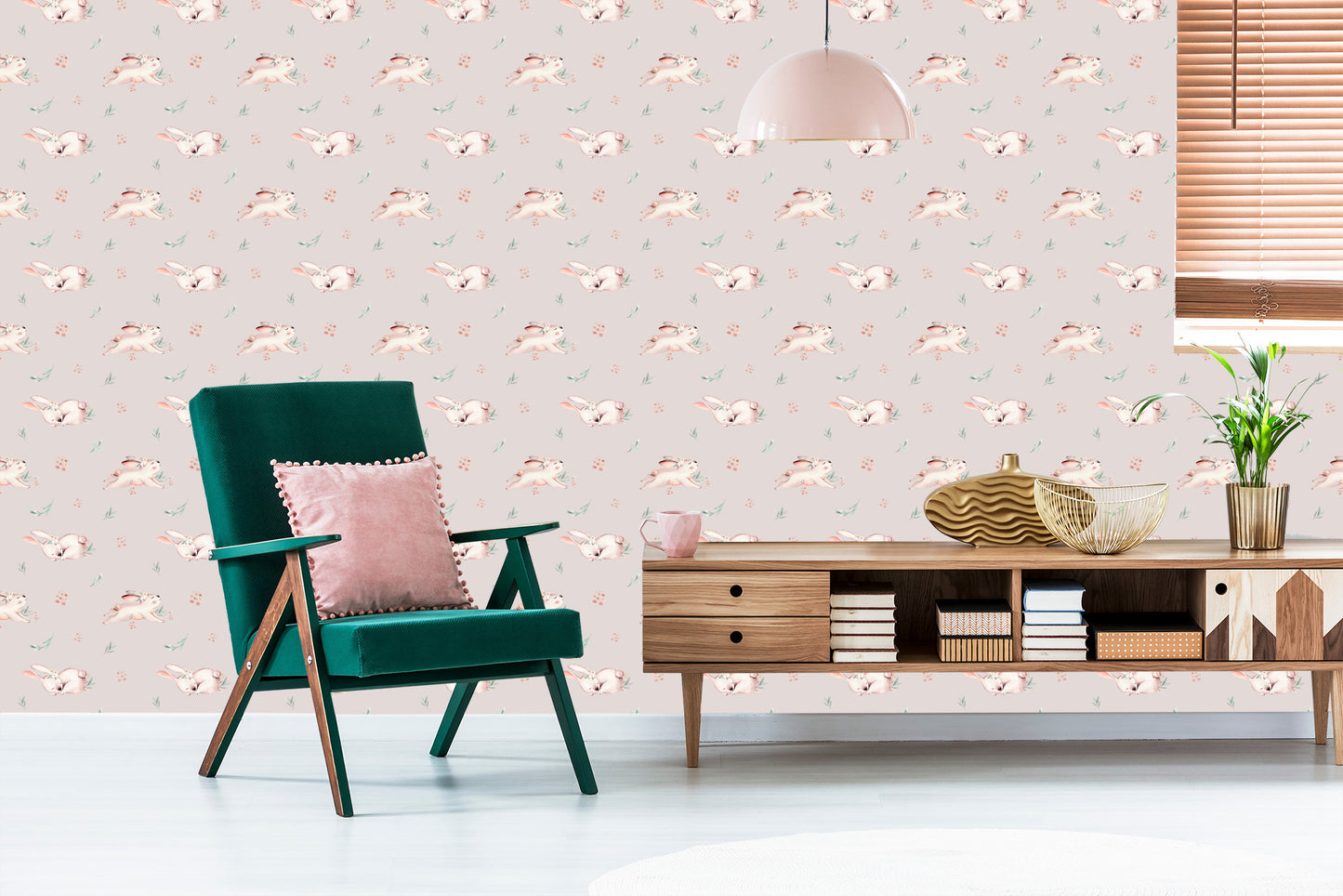 Wallpaper Rabbits With Flowers