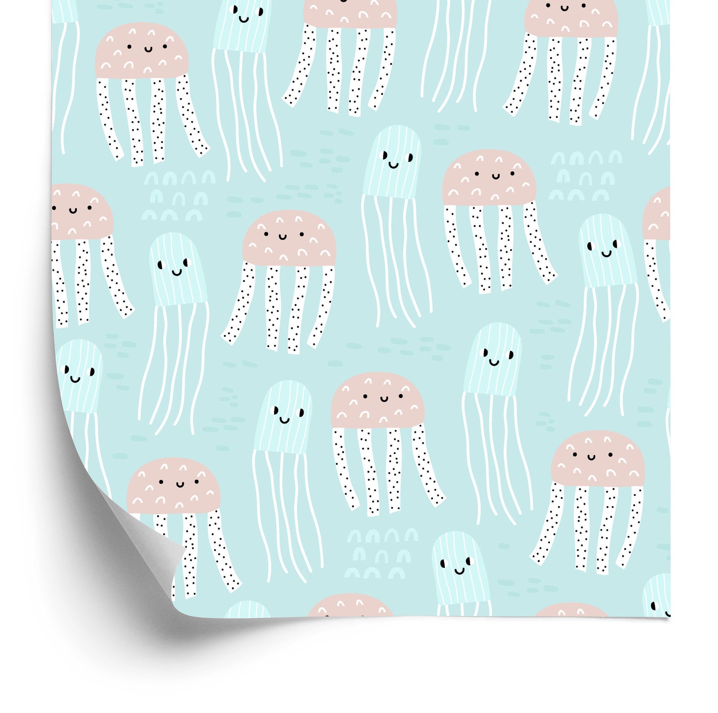 Wallpaper For Children - Merry Jellyfish In Scandinavian Style