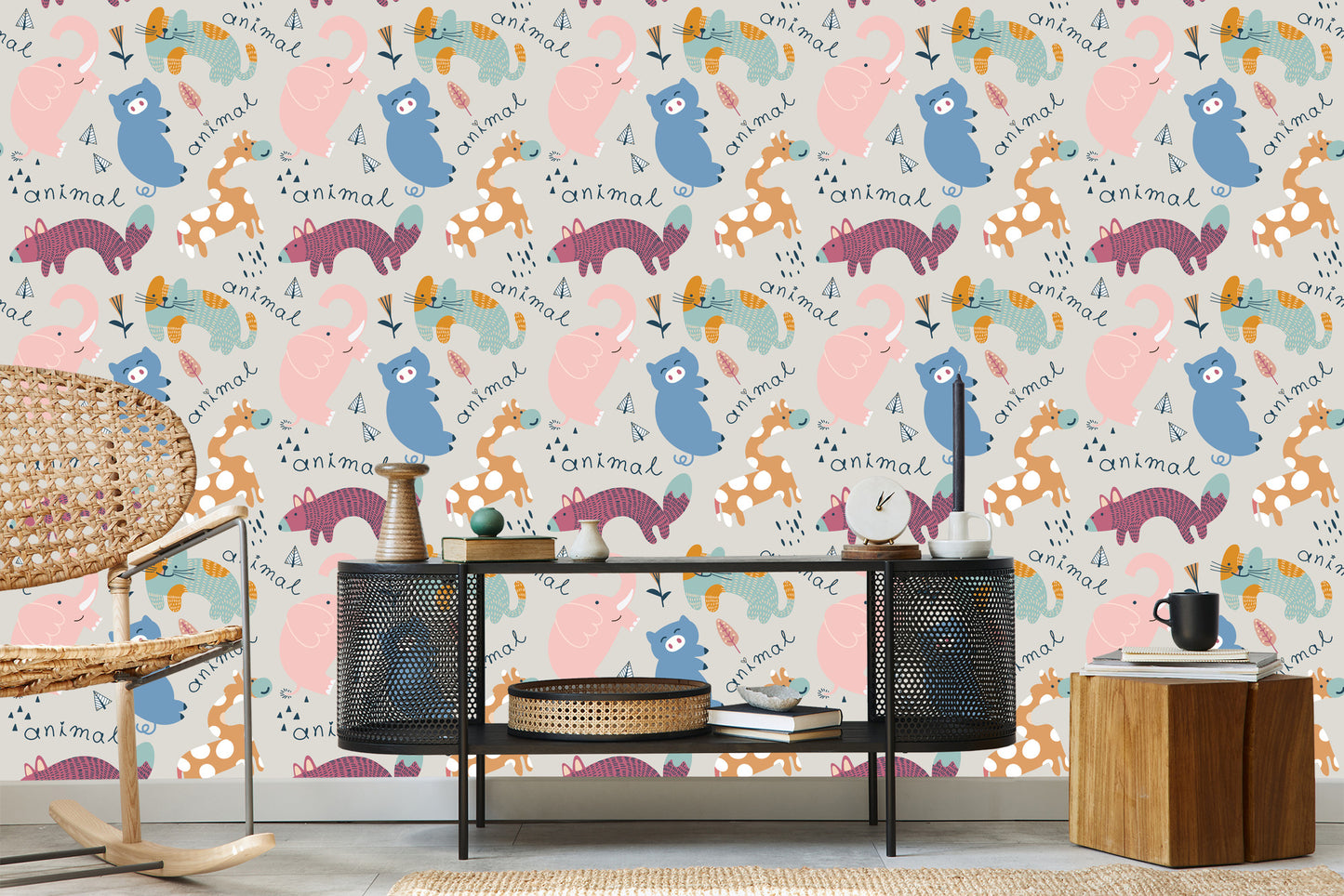 Wallpaper For Children - Happy Colorful Animals