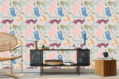 Wallpaper For Children - Happy Colorful Animals