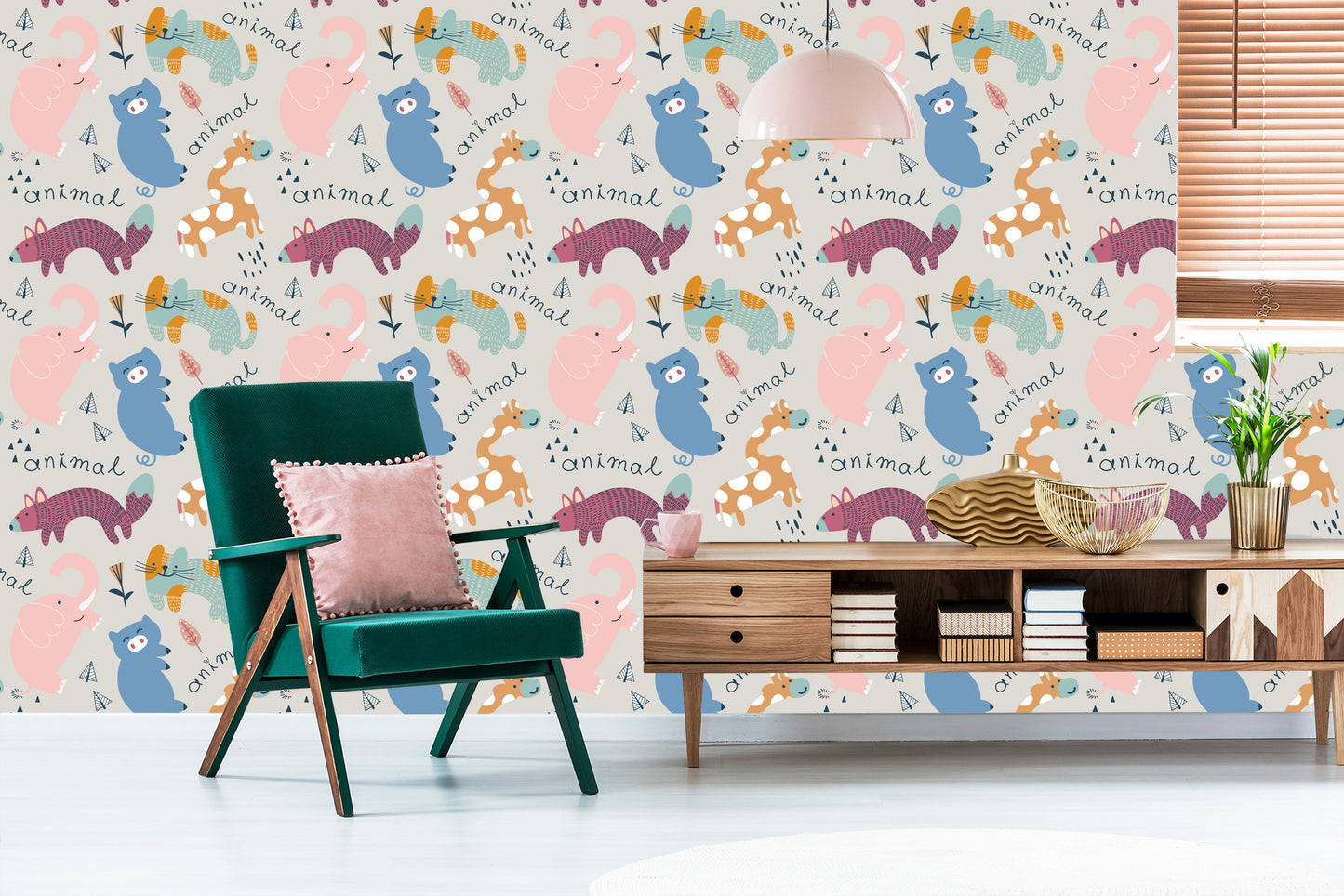 Wallpaper For Children - Happy Colorful Animals