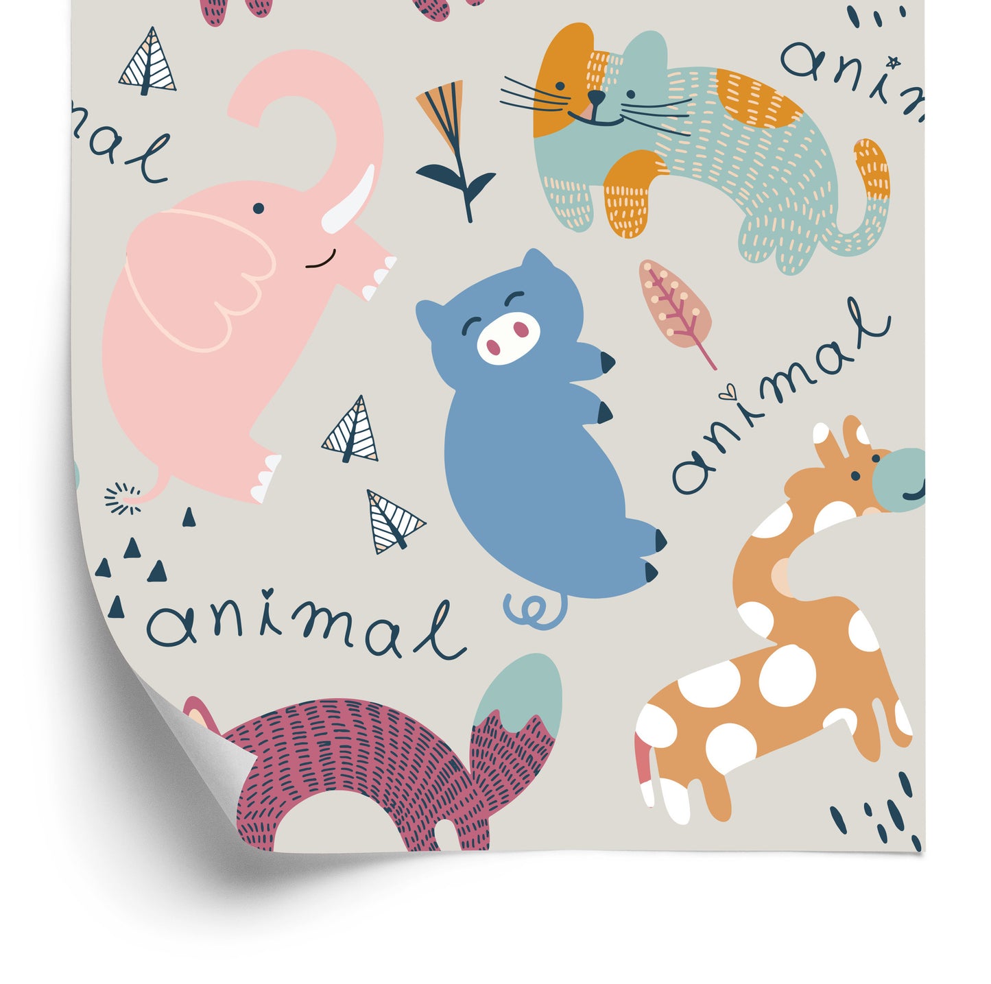Wallpaper For Children - Happy Colorful Animals