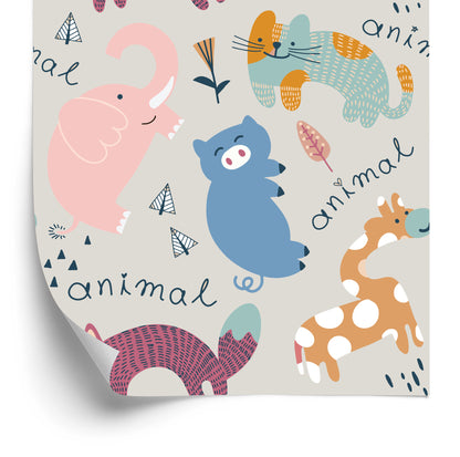 Wallpaper For Children - Happy Colorful Animals