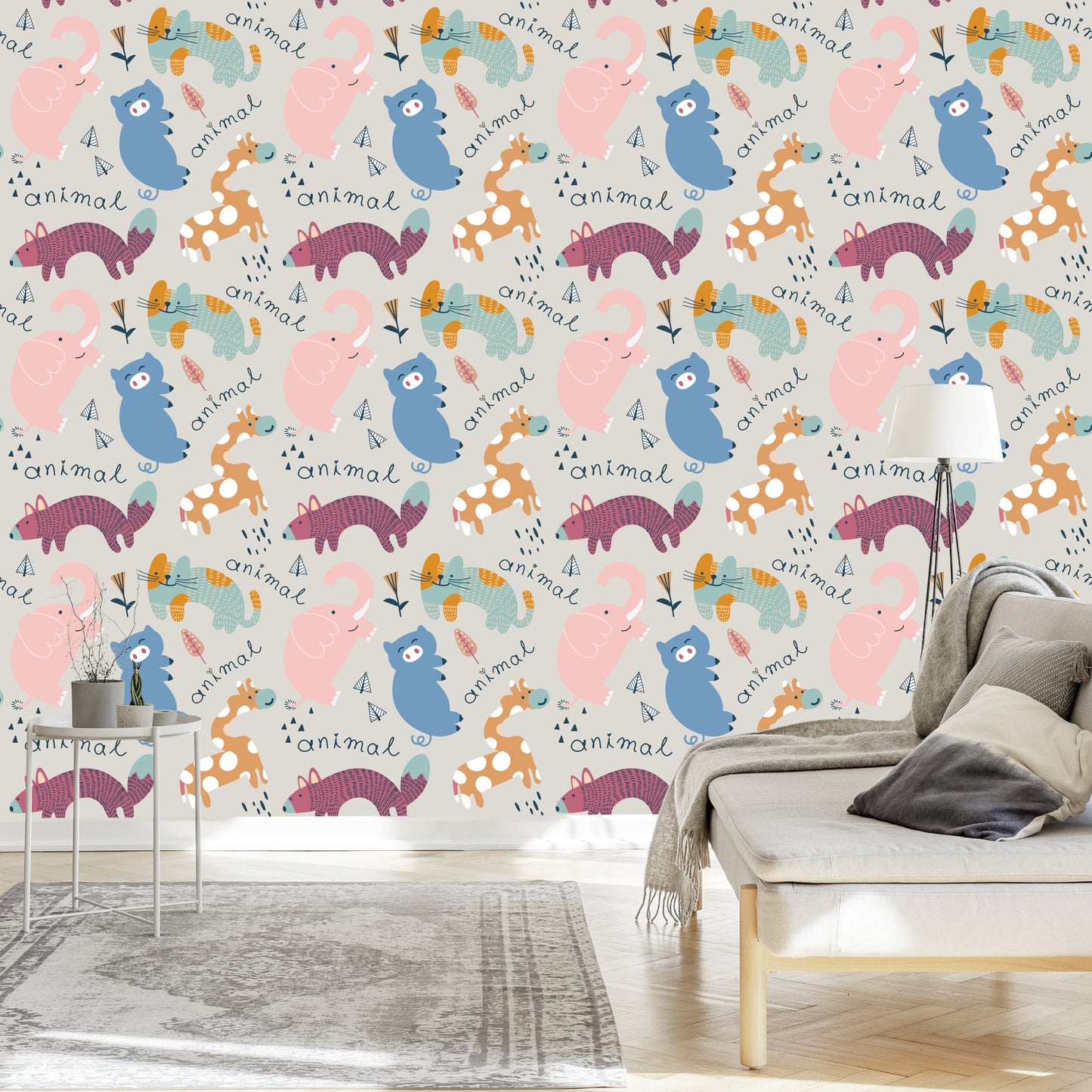 Wallpaper For Children - Happy Colorful Animals